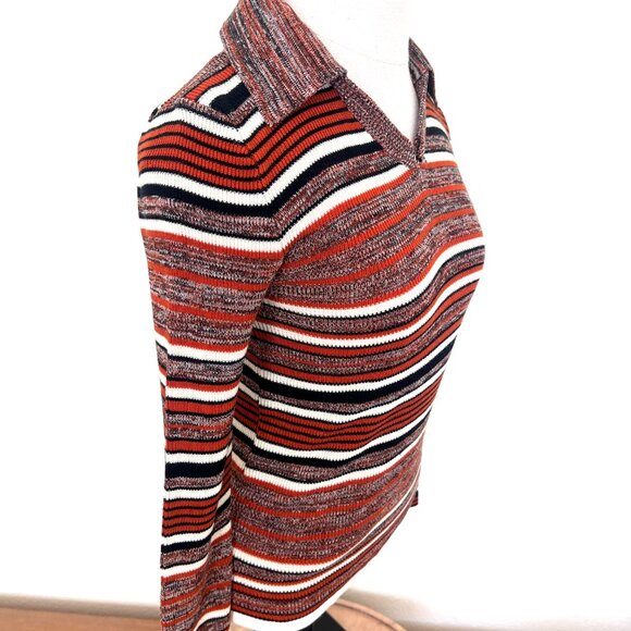 70's Pullover Sweater - Collared - Exclusive Imports - Striped - Size Small - Picture 5 of 10